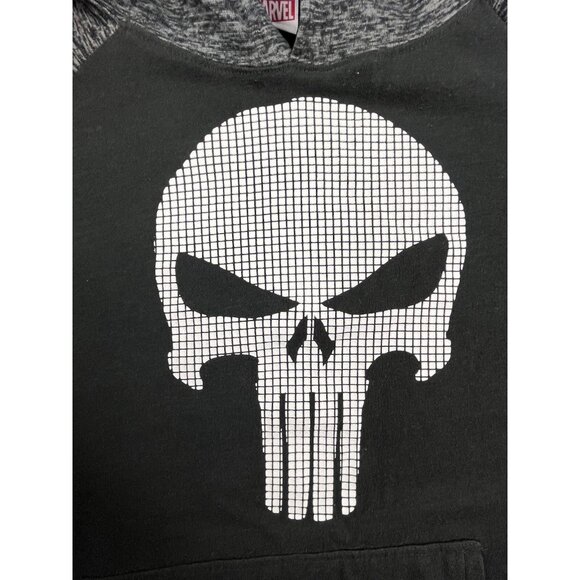 Marvel Punisher Hoodie Mens XL Black pullover Textured Skull Official Comic Hero - Picture 4 of 10